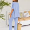Lounge Sets for Women 2 Piece Casual Outfits Matching Sets Short Sleeve Cozy knit Tops and Elastic Waisted Pants