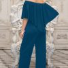 Womens Long Pant Strapless Off Shoulder Pocket One Piece Jumpsuit Outfit