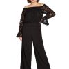Womens Lace and Crepe Jumpsuit