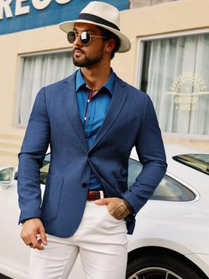 71yPX5kYCrL-682x1024 Men's Casual Blazer Suit Jackets 2 Button Lightweight Sport Coats
