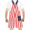 American Flag Coveralls for Unisex Bib Overalls Festival Jumpsuits Shorts Romper Summer Multi Side Pockets Cargo