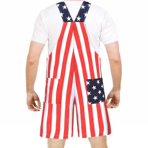 American Flag Coveralls for Unisex Bib Overalls Festival Jumpsuits Shorts Romper Summer Multi Side Pockets Cargo