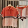 Women's Cotton Casual Set - Colorblock Knit Polo & Shorts