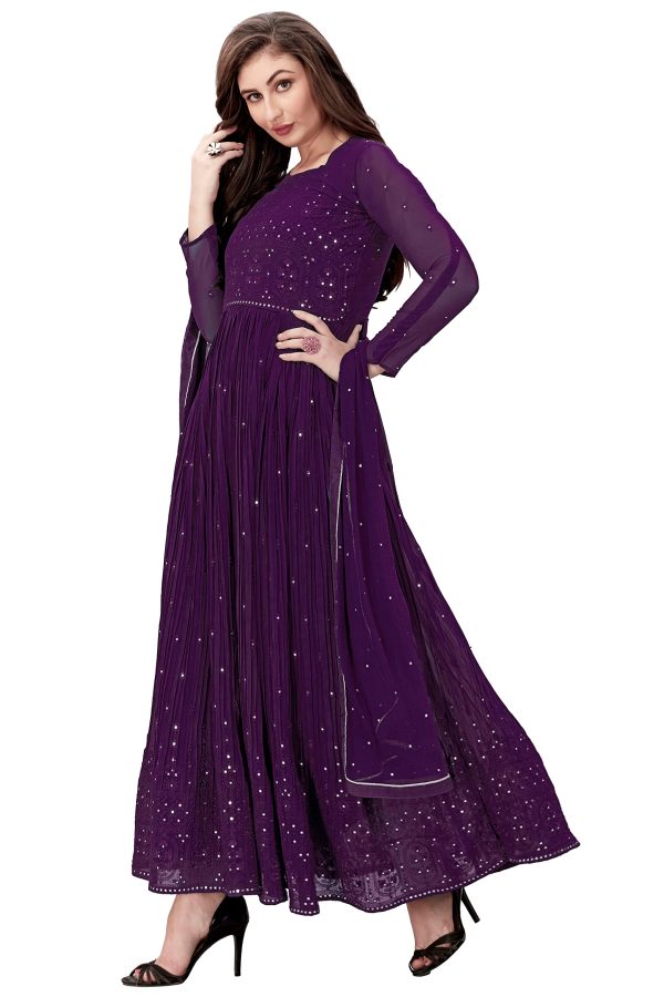 Women's Georgette Embroidery Salwar Suit Anarkali Kurta Set with Dupatta
