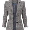 Women's Notch Lapel 2 Button Boyfriend Blazer Suit Houndstooth Plaid Jacket Coat