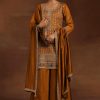 Women's Silk Blend Embroidery Anarkali Kurta Pant Set with Dupatta Salwar Suit Set for Women