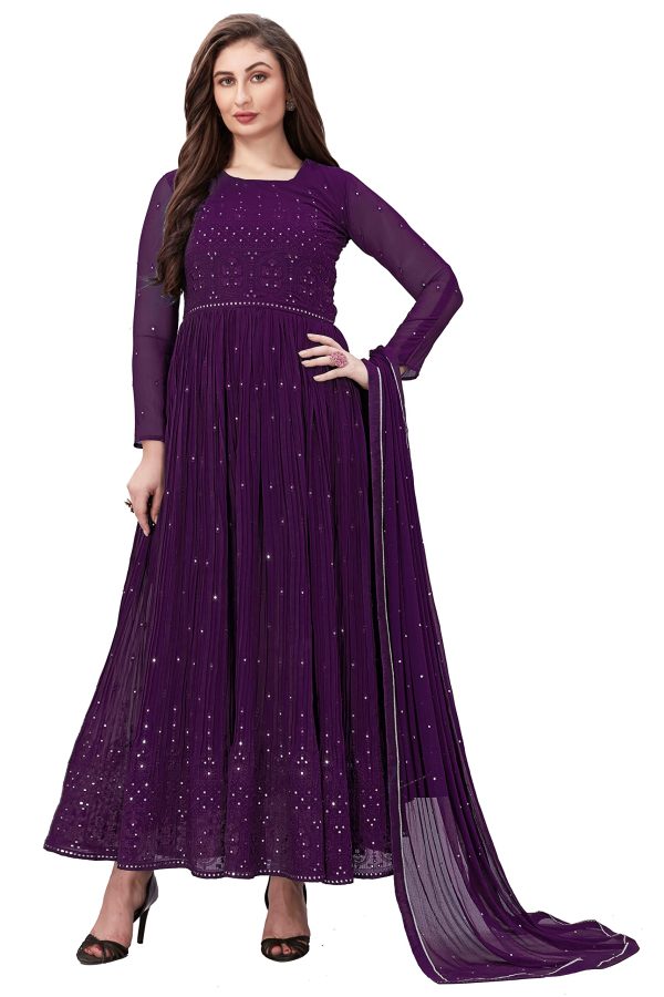 Women's Georgette Embroidery Salwar Suit Anarkali Kurta Set with Dupatta