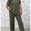 Women's Plus Size Short Sleeve Tee Shirt Wide Leg Pants 2 Piece Tracksuit