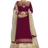 Women's Georgette Net Embroidery Salwar Suit Set Kurta Lehenga with Dupatta