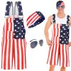 American Flag Coveralls for Unisex Bib Overalls Festival Jumpsuits Shorts Romper Summer Multi Side Pockets Cargo