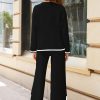 Women's 2 Piece Outfits Long Sleeve Knit Sweater Top Wide Leg Pants Lounge Sets Tracksuits