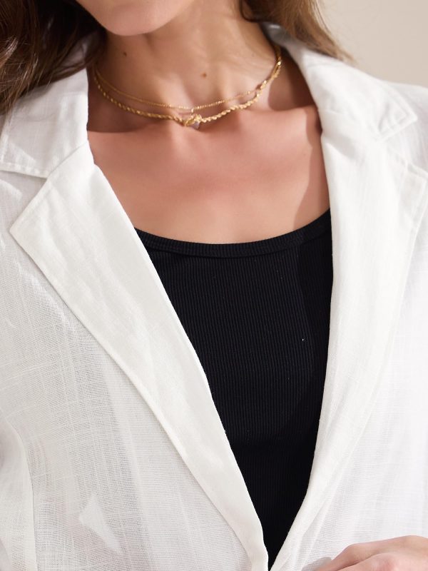 Women's Linen Blazer 2025 Summer Lightweight 3/4 Sleeves Casual Office Work One Button Notched Lapel Suit Jacket