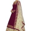 Women's Georgette Net Embroidery Salwar Suit Set Kurta Lehenga with Dupatta
