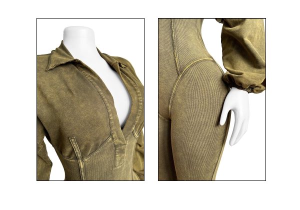 Women's Long Sleeve Workout Jumpsuit Sexy V neck Stretchy Ribbed Bodysuits Solid Color Comfy Bodycon Rompers