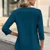 81IWMNX3i-L.jpg Women's 3/4 Sleeve Shirts V Neck Casual Henley Work Tops Blouses