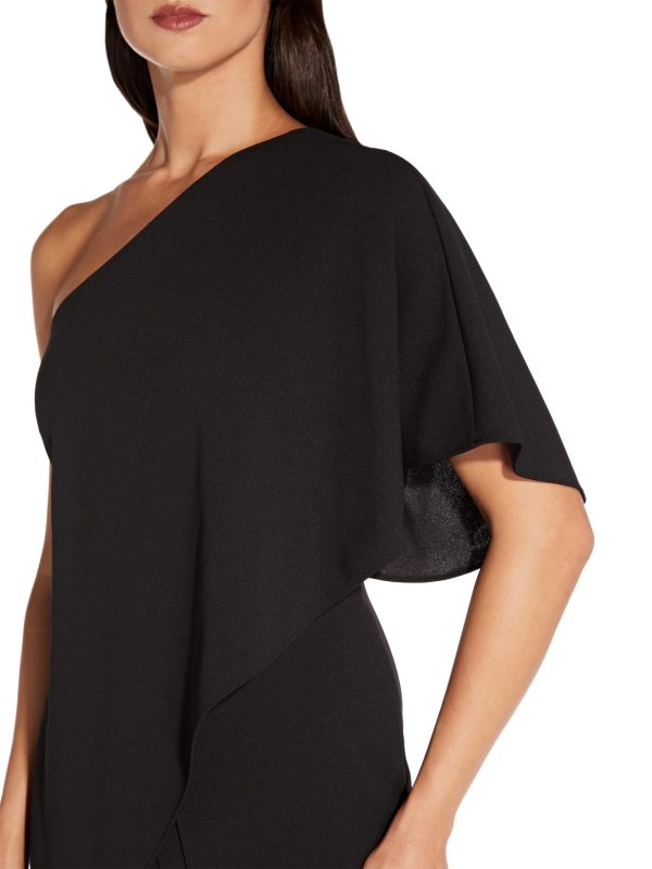 Women's Size One Shoulder Crepe Melania Jumpsuit Plus