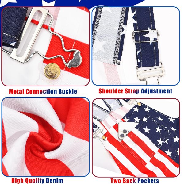American Flag Coveralls for Unisex Bib Overalls Festival Jumpsuits Shorts Romper Summer Multi Side Pockets Cargo