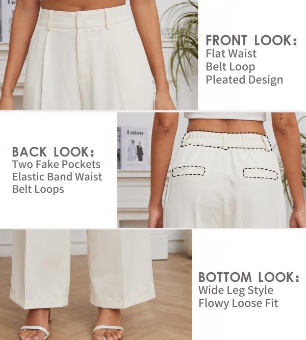 Women Suit Pants Wide Leg Pants High Elastic Waisted in The Back Business Work Trousers Long Straight