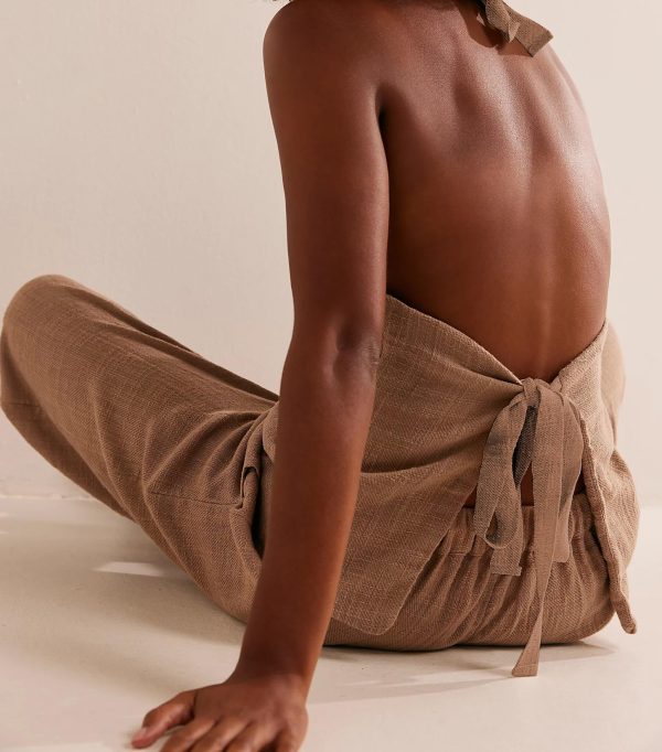 Womens 2 Piece Outfits Button Up Sexy Low Back Halter Vest Wide Leg Pants Cotton Linen Set Casual Dressy Suit Set