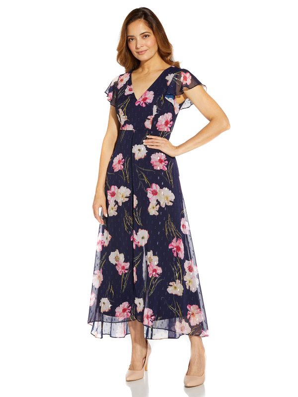 womens Floral Print Metallic Jumpsuit