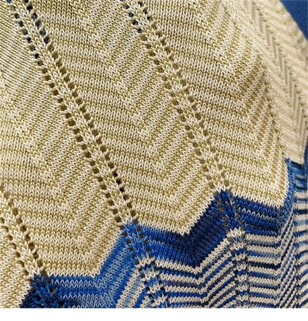 Women's Striped Knit Set - V-Neck Short Sleeve Top & Midi Skirt