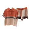 Women's Cotton Casual Set - Colorblock Knit Polo & Shorts
