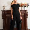 Women's Casual Sleeveless Off Shoulder Wide Leg Long Pant Jumpsuits