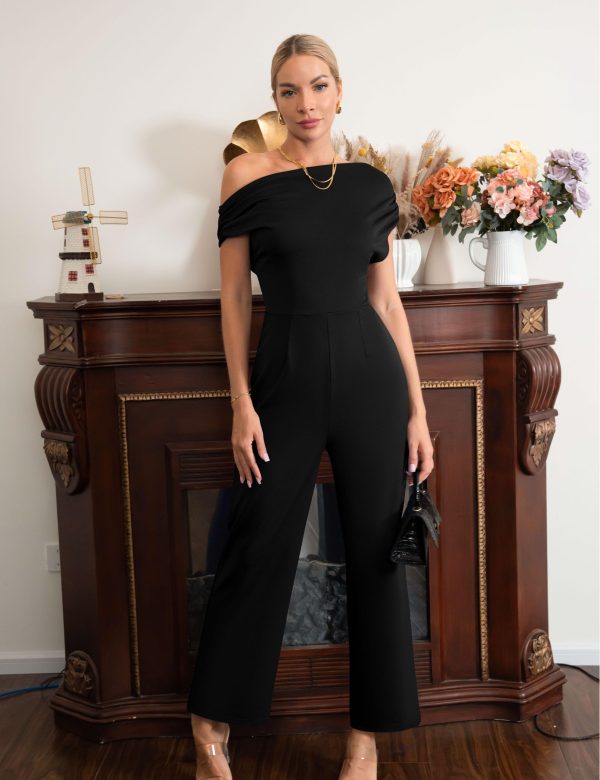 Women's Casual Sleeveless Off Shoulder Wide Leg Long Pant Jumpsuits