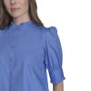 Women's Short Sleeve Ruffle Neck Button Front Shirt