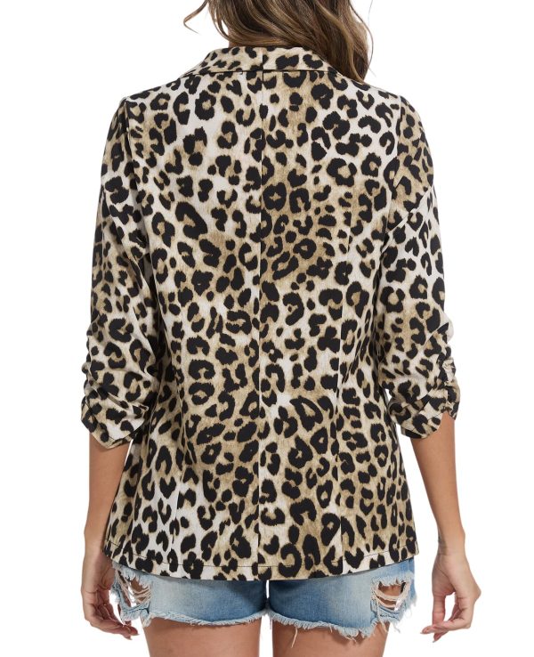 Womens Chiffon Blazer 3/4 Sleeve Shawl Collar Open Front Blazers Casual Work Office Cardigan Suit Jacket