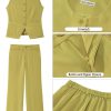 Vest Pants Suits for Women Dressy 2 Piece Business Casual Outfits Sleeveless Blazer Wide Leg Pants Pantsuit Sets