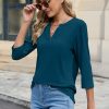 81YUB16rxML.jpg Women's 3/4 Sleeve Shirts V Neck Casual Henley Work Tops Blouses