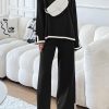 Women's 2 Piece Knit Sweater Set Casual Long Sleeve Pullover Wide Leg Pants Sweatsuit Tracksuit Outfit