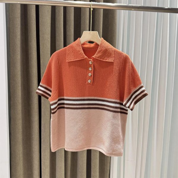 Women's Cotton Casual Set - Colorblock Knit Polo & Shorts