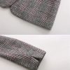 Women's Notch Lapel 2 Button Boyfriend Blazer Suit Houndstooth Plaid Jacket Coat