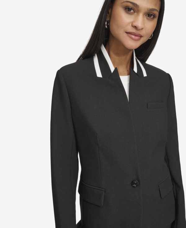 Women's Business Casual Contrast Collar Suit Blazer