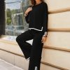 Women's 2 Piece Outfits Long Sleeve Knit Sweater Top Wide Leg Pants Lounge Sets Tracksuits