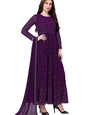 Women's Georgette Embroidery Salwar Suit Anarkali Kurta Set with Dupatta