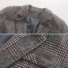 Women's Notch Lapel 2 Button Boyfriend Blazer Suit Houndstooth Plaid Jacket Coat