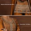 Women's Silk Blend Embroidery Anarkali Kurta Pant Set with Dupatta Salwar Suit Set for Women