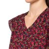 womens Cap Sleeve Smocked Peplum Blouse