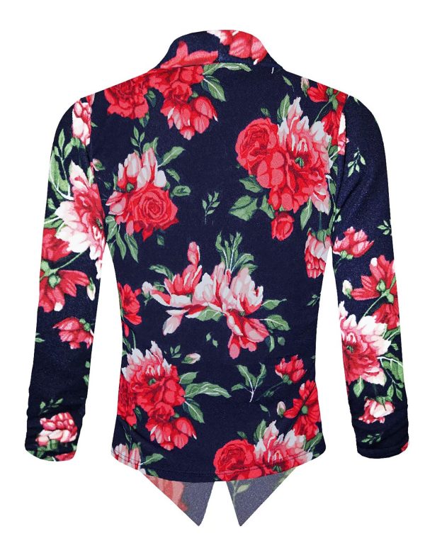 Women's Casual Work Office Blazer Jacket Open Front Shawl with 3/4 Scrunch Sleeves