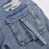 Denim Jumpsuit for Women Halter Wide Leg Ripped Jean Jumpsuits for Women with Belt Casual Denim Romper