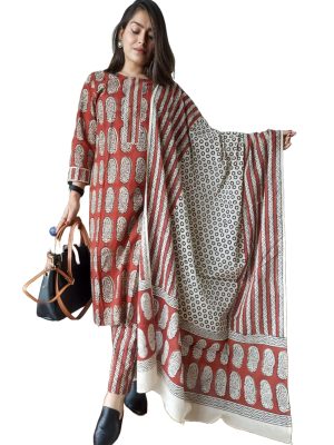 Indian Stylish Black Summer Wear Cotton Suits With Hand Block Print Work For Woman 6448 (5, XL)