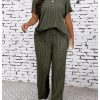 Women's Plus Size Short Sleeve Tee Shirt Wide Leg Pants 2 Piece Tracksuit