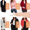 Lightweight Open Front Cardigan Classic Ruched Sleeve Work Office Blazer Suit Jackets