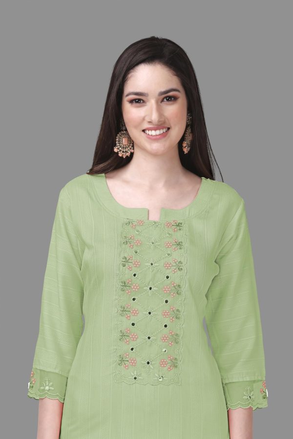 Women's Cotton Embroidery Salwar Suit Set Kurta Pant with Dupatta Kurta Set for Women