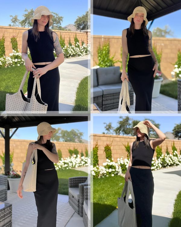 81tBH1elljL.jpg Women's Two Piece Sets 2025 Bodycon Dresses Summer Outfits Tank Top and Midi Skirt Suits Sweater