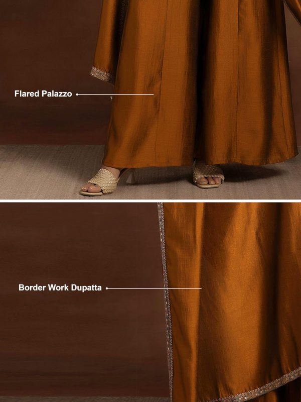 Women's Silk Blend Embroidery Anarkali Kurta Pant Set with Dupatta Salwar Suit Set for Women