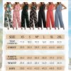 Women's Summer 2 Piece Outfits Set Round neck Sleeveless Tank Crop Top Wide Leg pants Set Pockets Jumpsuits